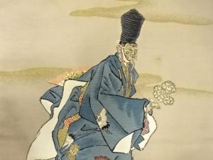 アンティーク　能役者模様織り出し名古屋帯